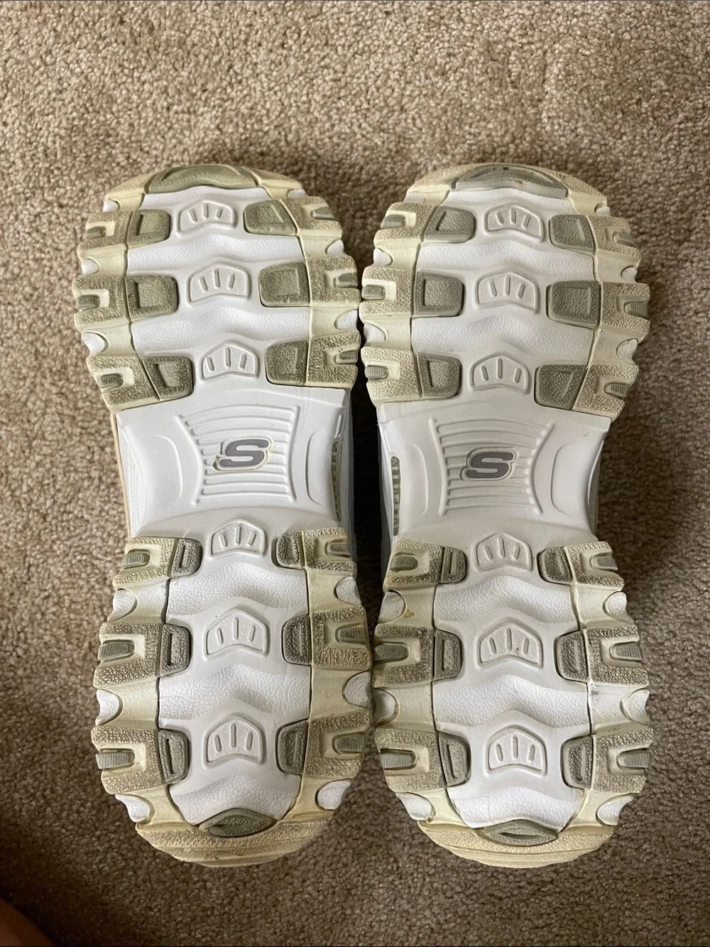 Skechers White Leather Lace-Up Sneakers with Cream Accents